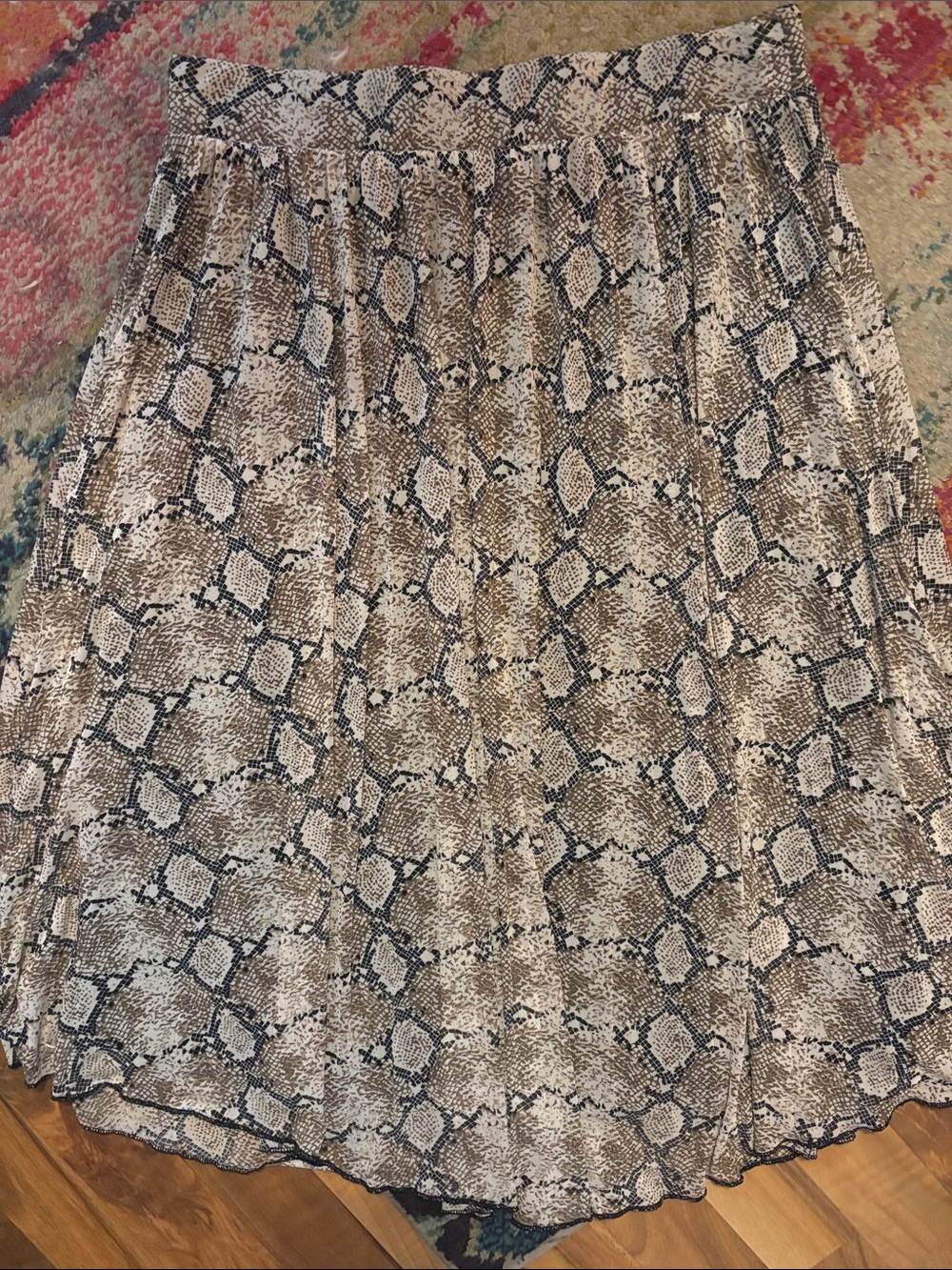 Snake Print Flowy Skirt - Neutral Tones